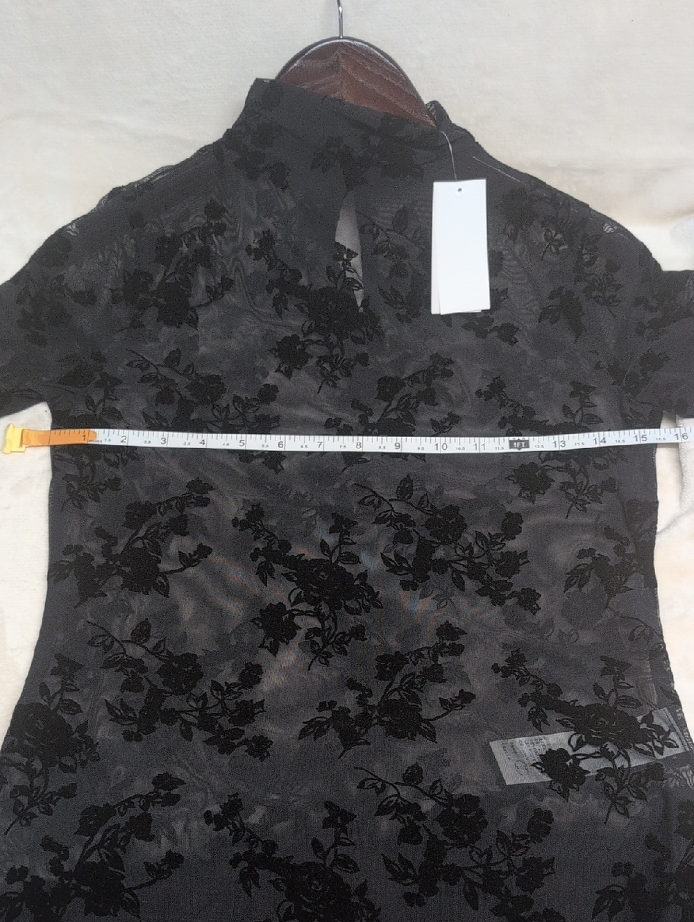 Abercrombie & Fitch Black Floral Burnout Long Sleeve Top - Picture 7 of 7